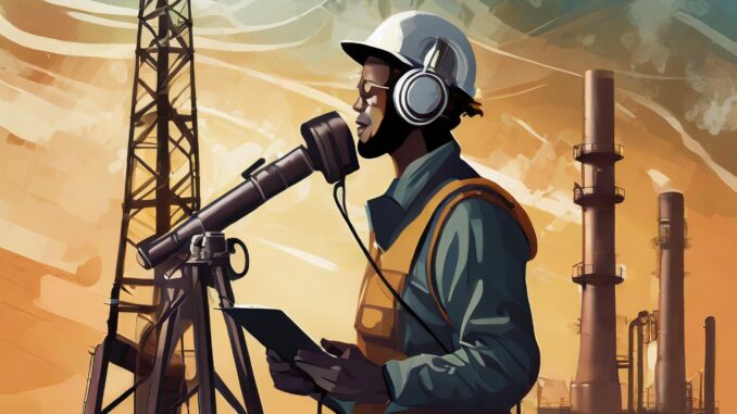 Firefly create an image combining podcasting, social media pages and several elements of the petrole (4)